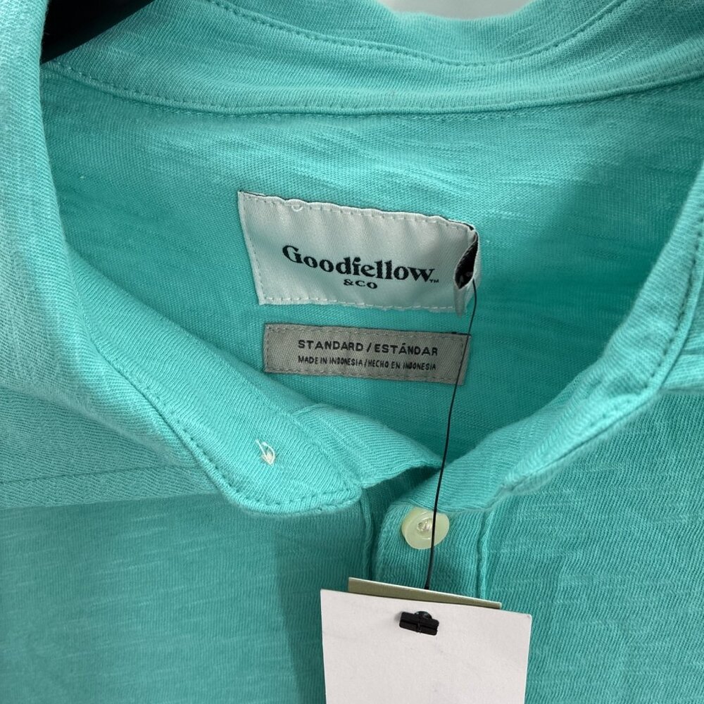 Goodfellow & Co Mens M Polo Shirt Teal Blue Short Sleeve Cotton Pocket New - Picture 3 of 6